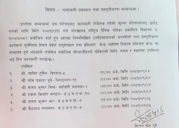 नामावली प्रकाशन तथा प्रस्तुतीकरण सम्बन्धमा ।